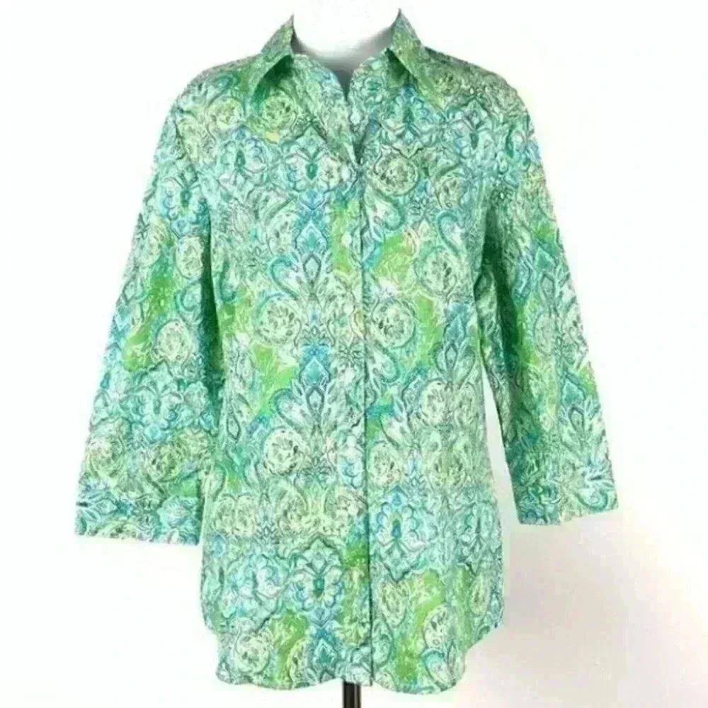 Chadwicks women’s top size 12 paisley green blue